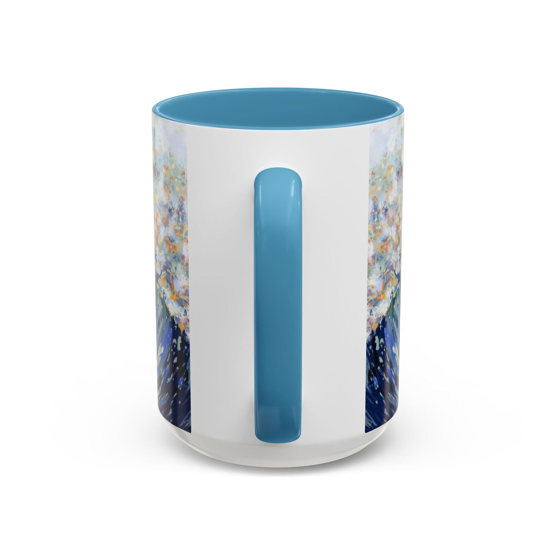 Vibrant Ocean Wave Two - tone Ceramic Mugs 11 oz & 15 oz - Blue Cava