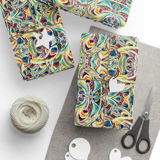 Vibrant Peacock Fiesta Decorative Wrapping Paper - Eco - Friendly Paper - Blue Cava