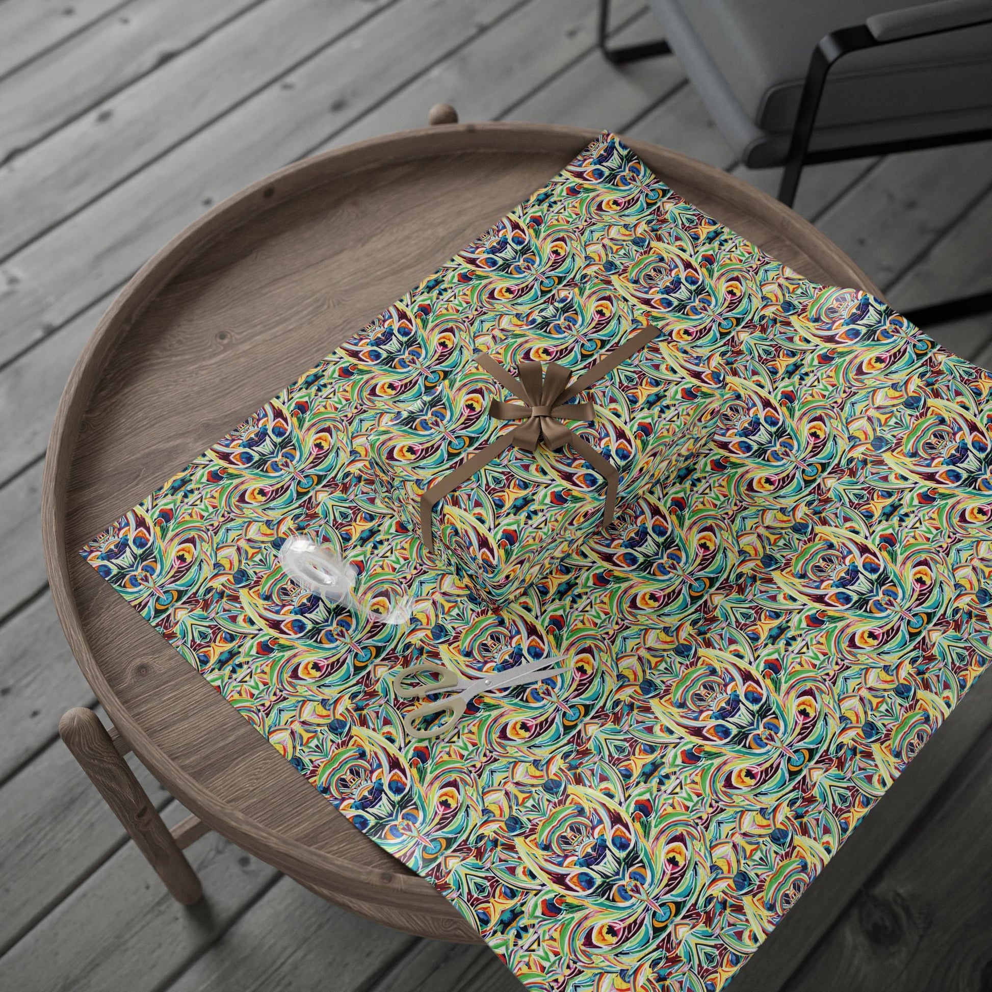 Vibrant Peacock Fiesta Decorative Wrapping Paper - Eco - Friendly Paper - Blue Cava