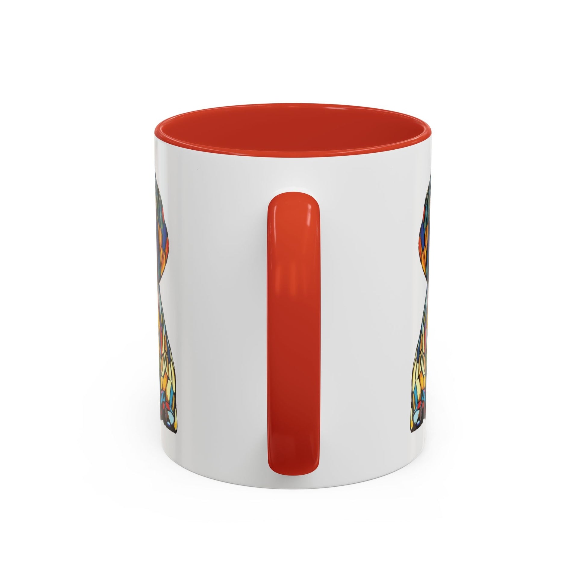 Vibrant Stained Glass Dog Two Tone Mug - Colorful Accent Coffee Cup, Pet Lover Gift - Blue Cava