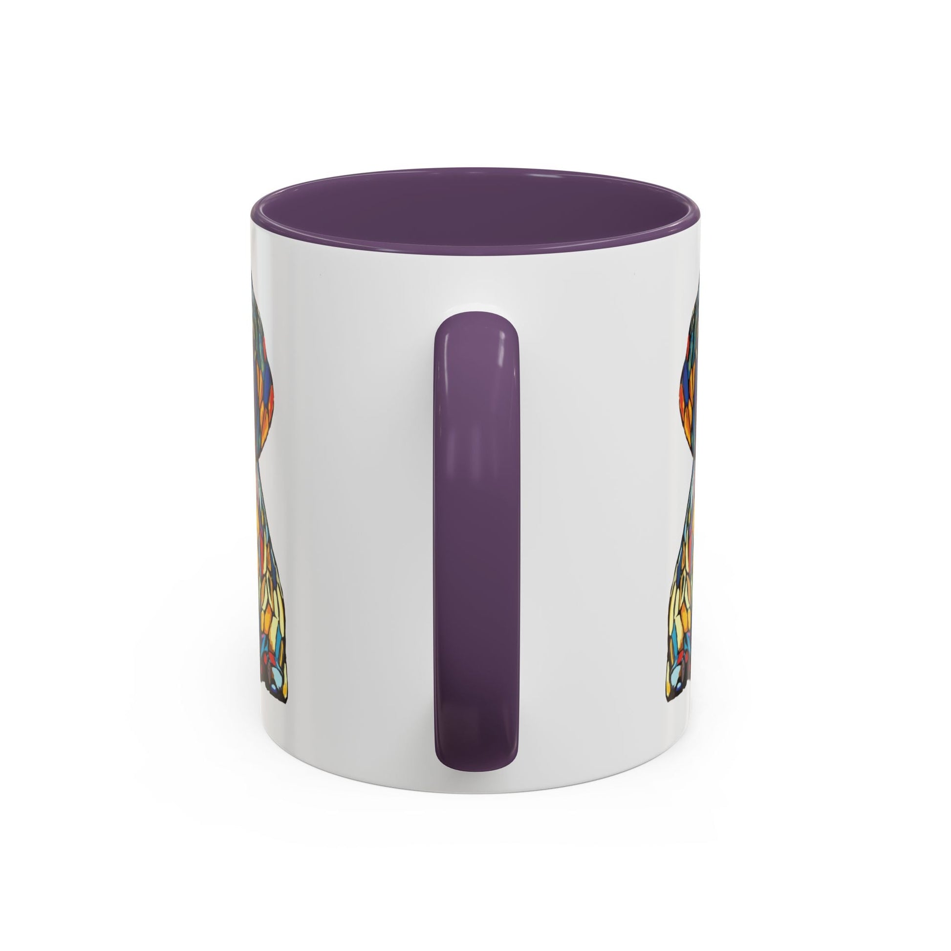 Vibrant Stained Glass Dog Two Tone Mug - Colorful Accent Coffee Cup, Pet Lover Gift - Blue Cava