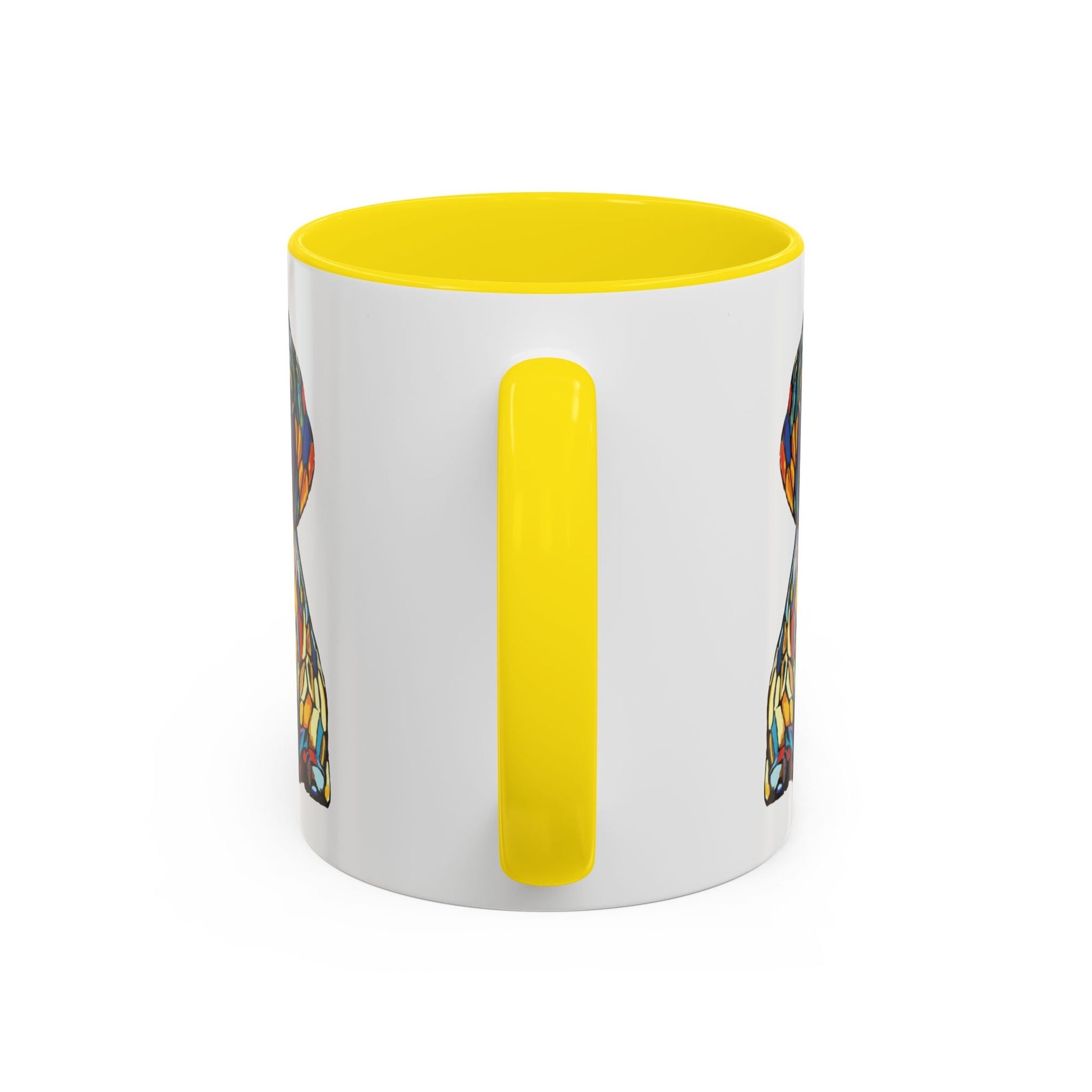 Vibrant Stained Glass Dog Two Tone Mug - Colorful Accent Coffee Cup, Pet Lover Gift - Blue Cava
