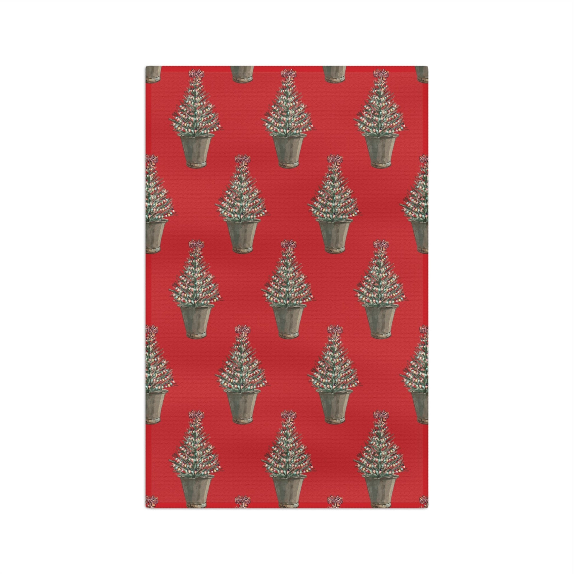 Vintage Christmas Tree Microfiber Waffle Towel - Blue Cava