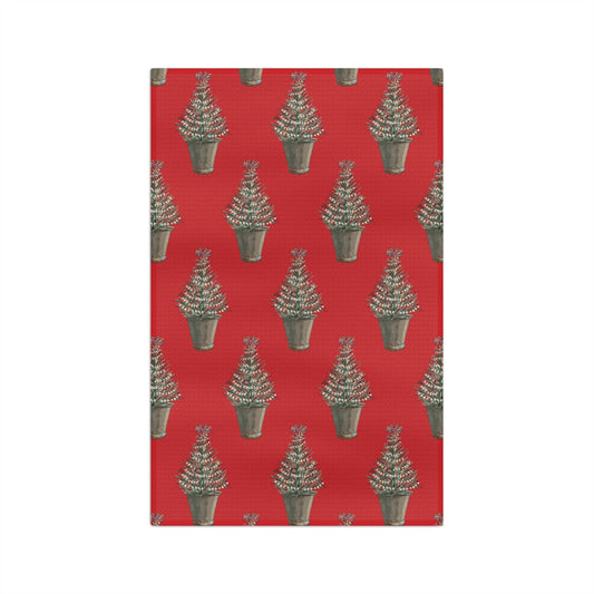Vintage Christmas Tree Microfiber Waffle Towel - Blue Cava