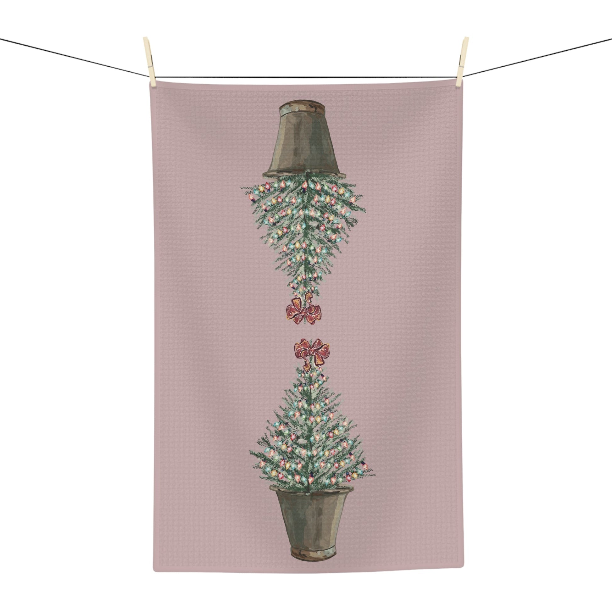 Vintage Christmas Tree Microfiber Waffle Towel - Blue Cava