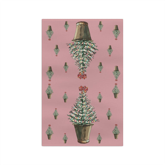 Vintage Christmas Tree Microfiber Waffle Towel - Blue Cava