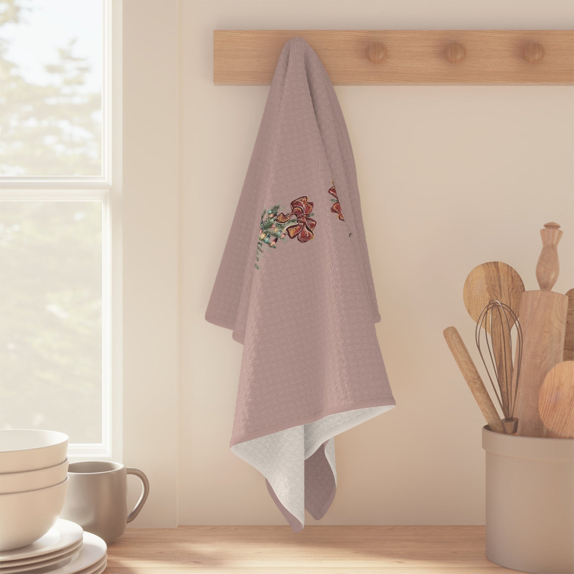 Vintage Christmas Tree Microfiber Waffle Towel - Blue Cava