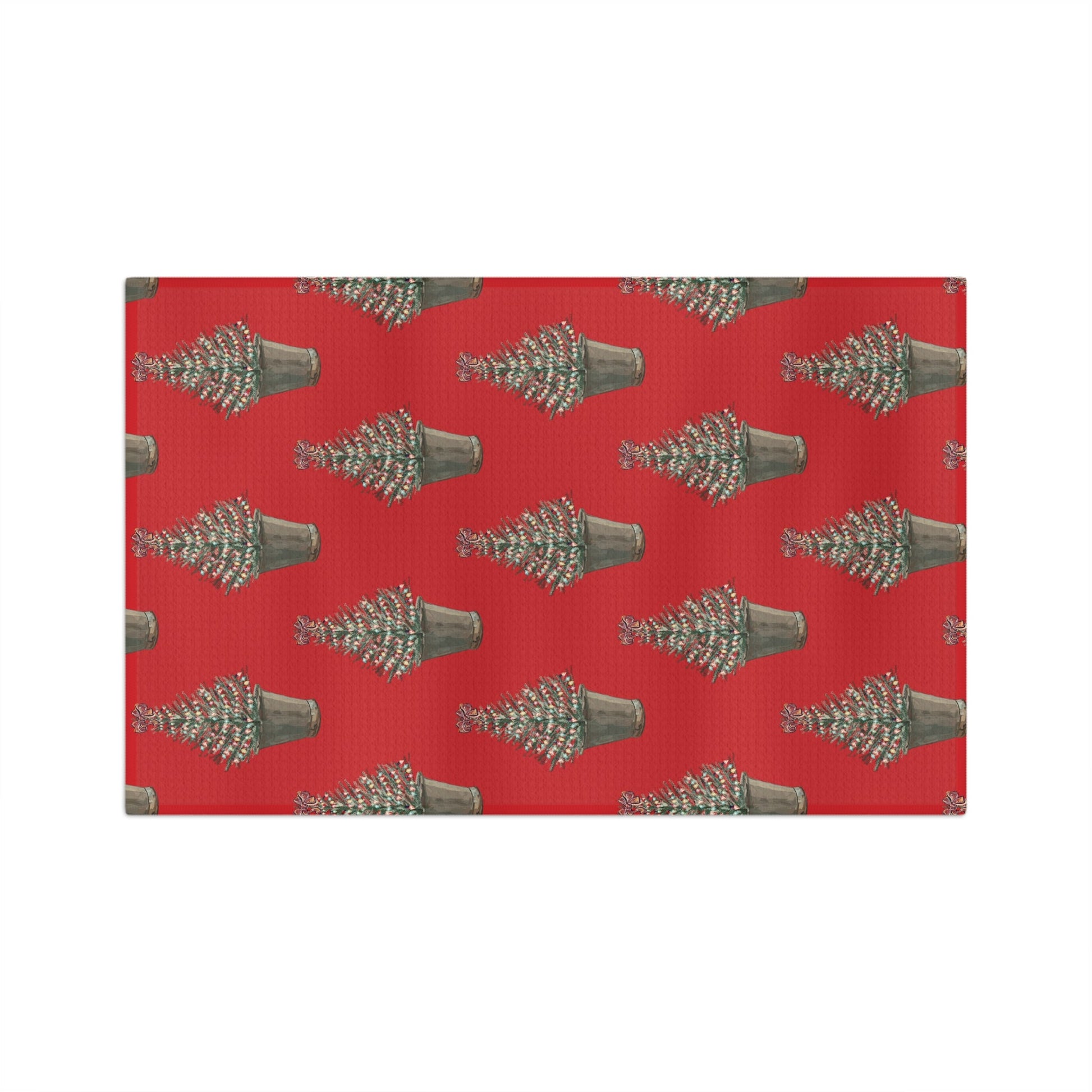 Vintage Christmas Tree Microfiber Waffle Towel - Blue Cava