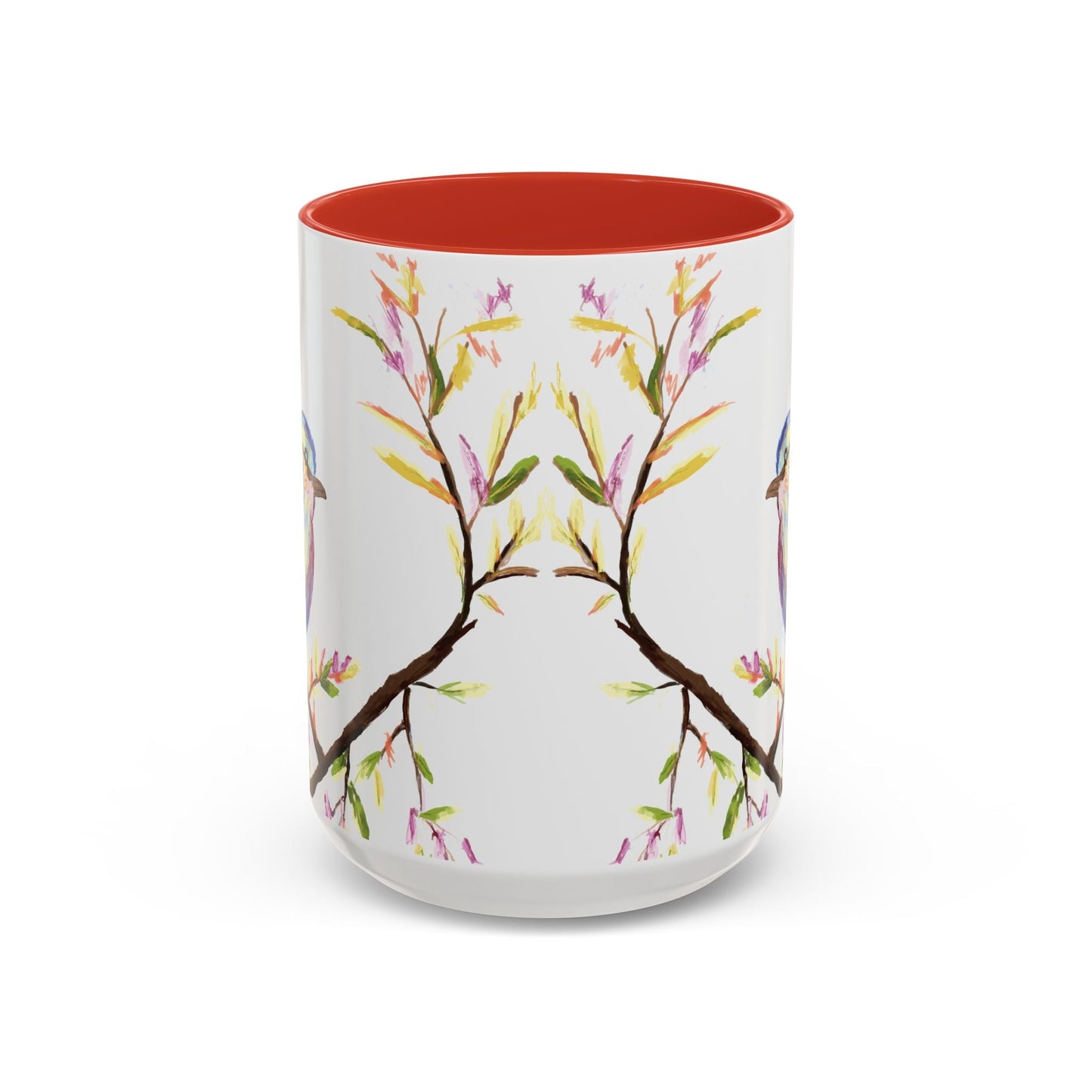 Watercolor Bird Two Tone Coffee Mug (11oz & 15oz) - Blue Cava