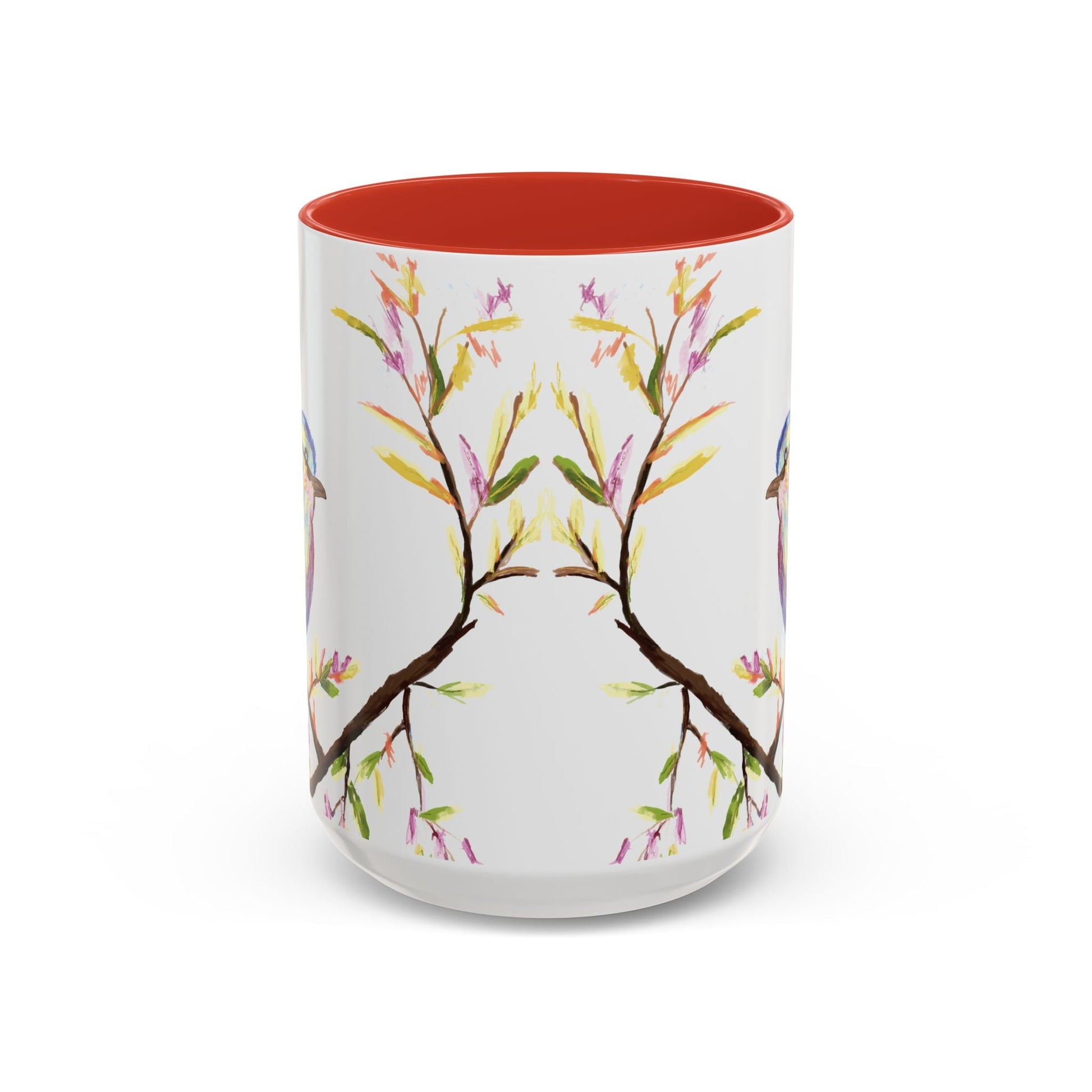 Watercolor Bird Two Tone Coffee Mug (11oz & 15oz) - Blue Cava