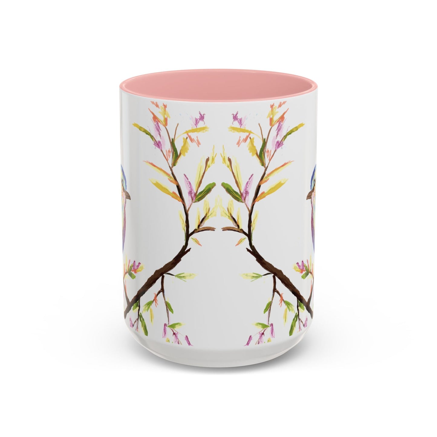 Watercolor Bird Two Tone Coffee Mug (11oz & 15oz) - Blue Cava