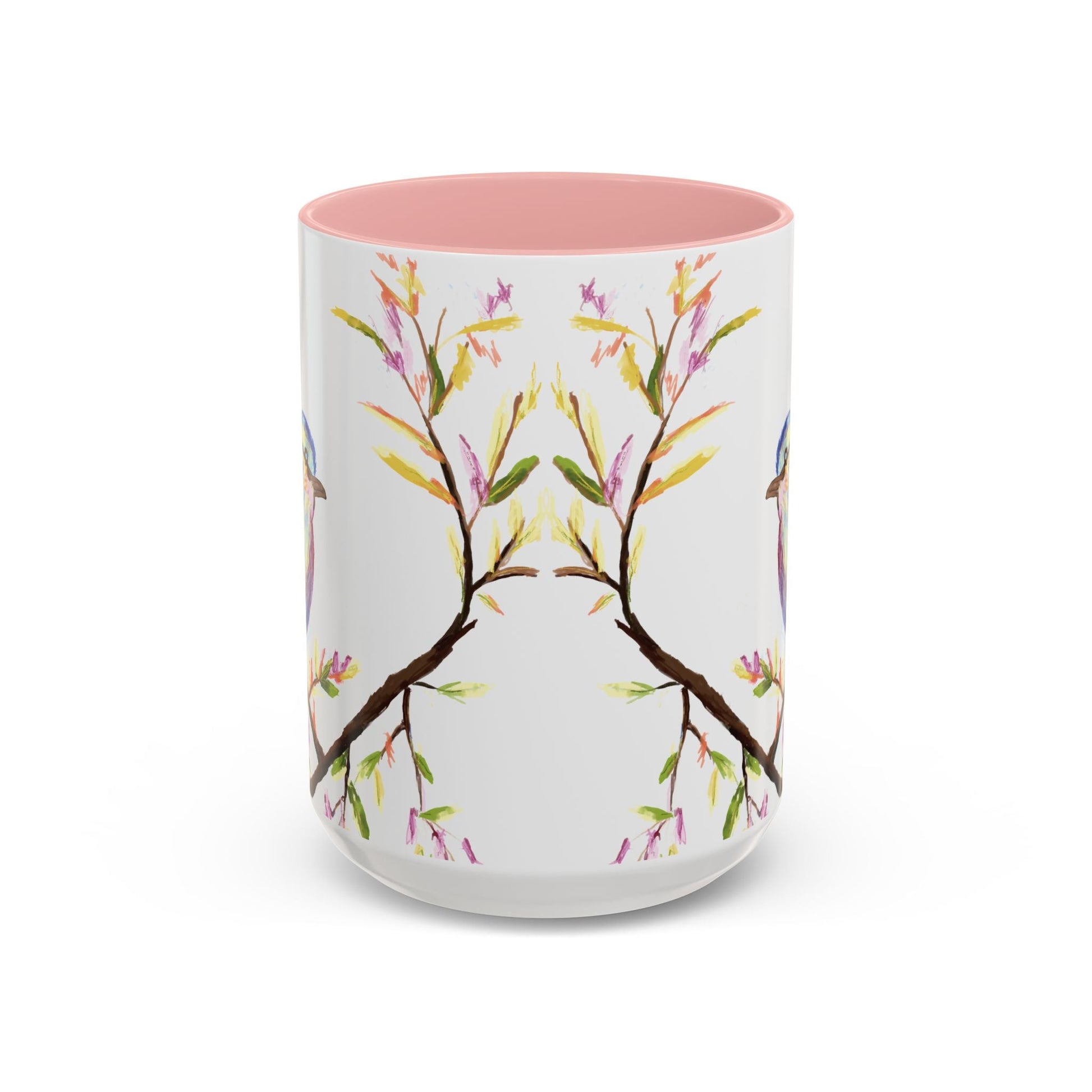 Watercolor Bird Two Tone Coffee Mug (11oz & 15oz) - Blue Cava