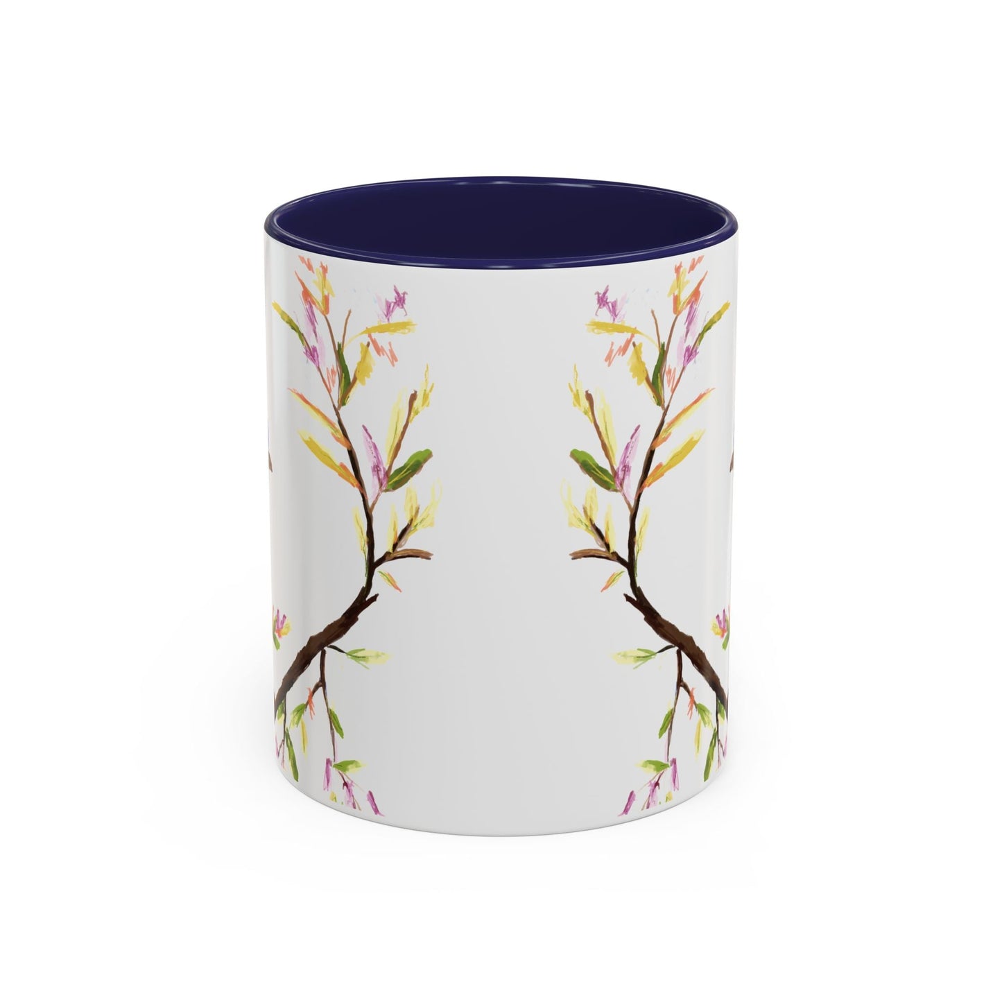 Watercolor Bird Two Tone Coffee Mug (11oz & 15oz) - Blue Cava
