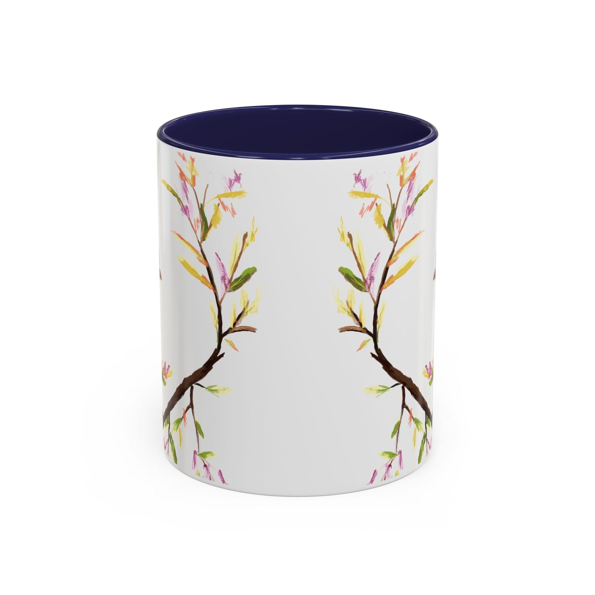 Watercolor Bird Two Tone Coffee Mug (11oz & 15oz) - Blue Cava