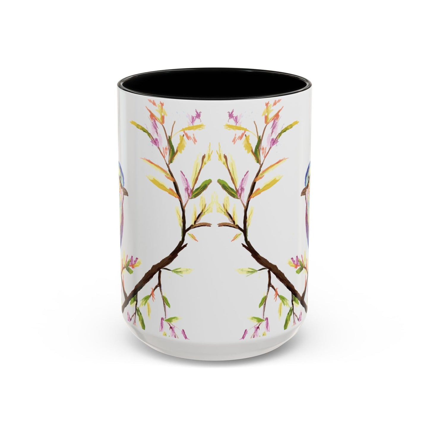 Watercolor Bird Two Tone Coffee Mug (11oz & 15oz) - Blue Cava
