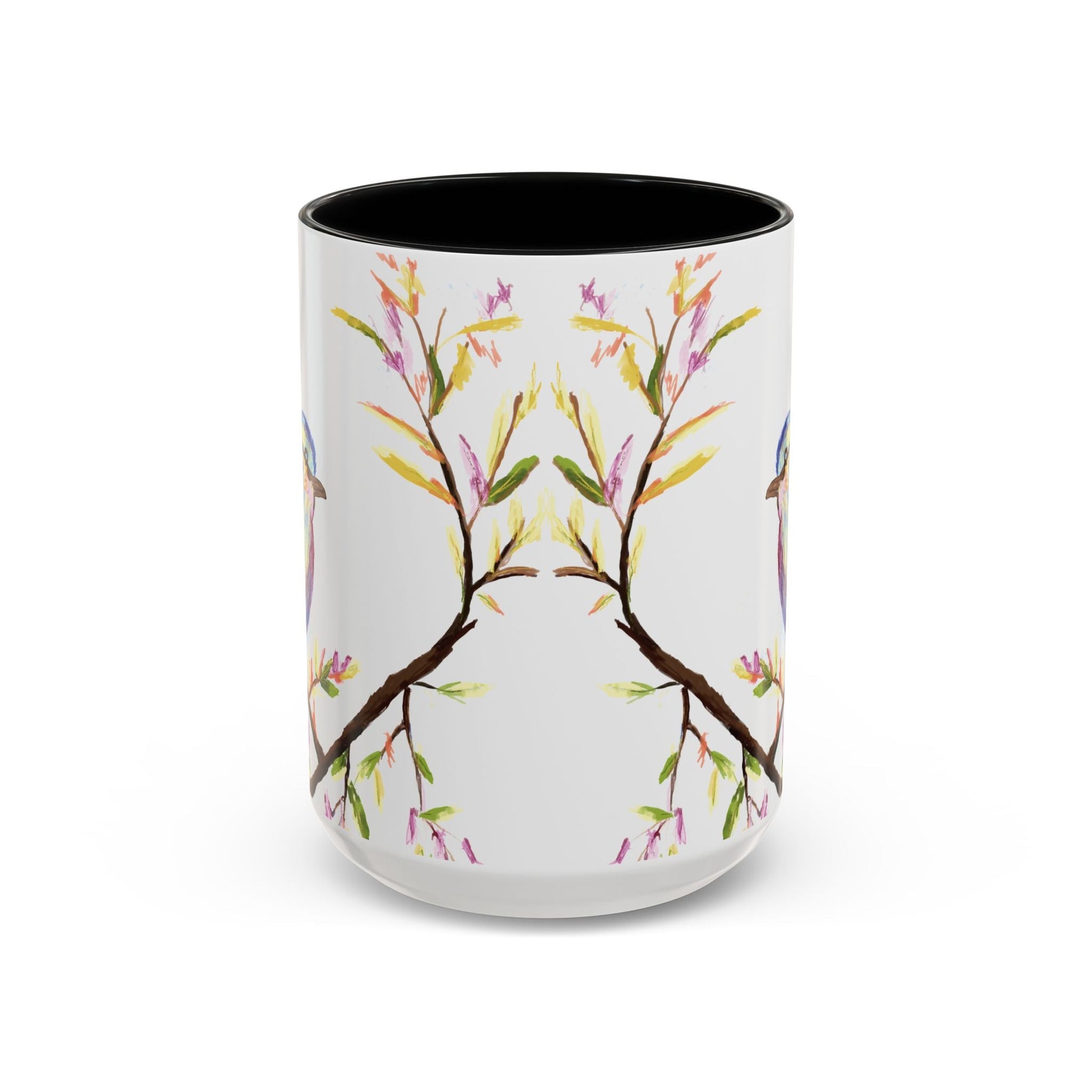 Watercolor Bird Two Tone Coffee Mug (11oz & 15oz) - Blue Cava