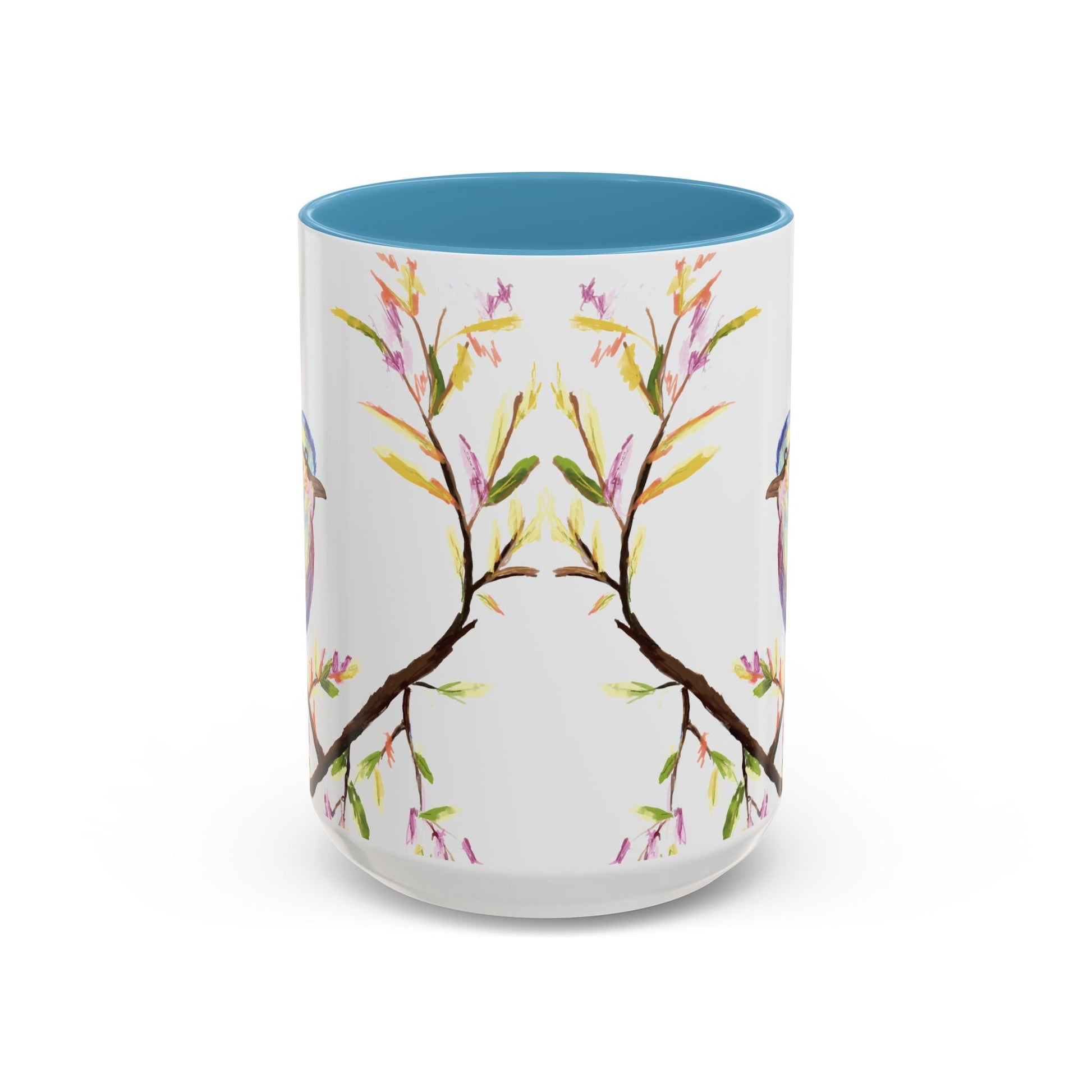 Watercolor Bird Two Tone Coffee Mug (11oz & 15oz) - Blue Cava