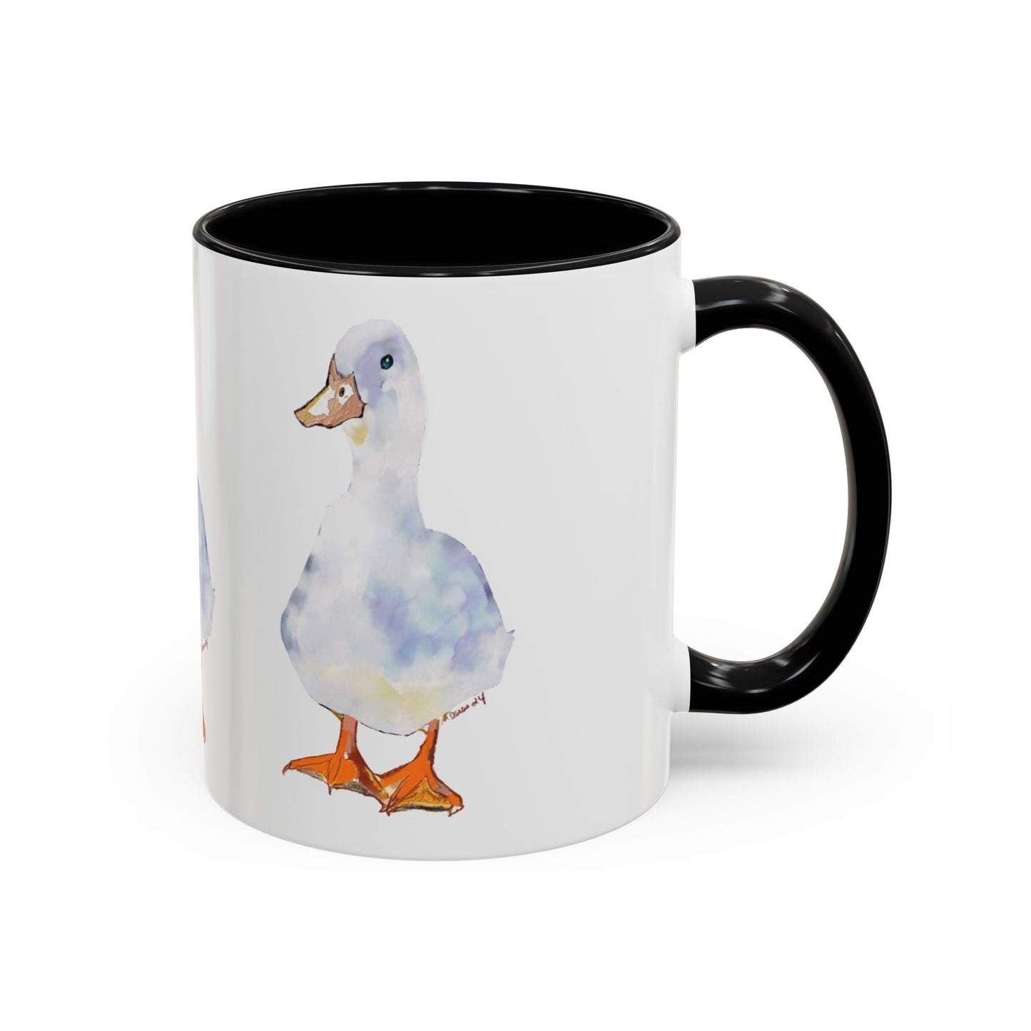 Watercolor Duck Two Tone Coffee Mug (11oz & 15oz) - Blue Cava