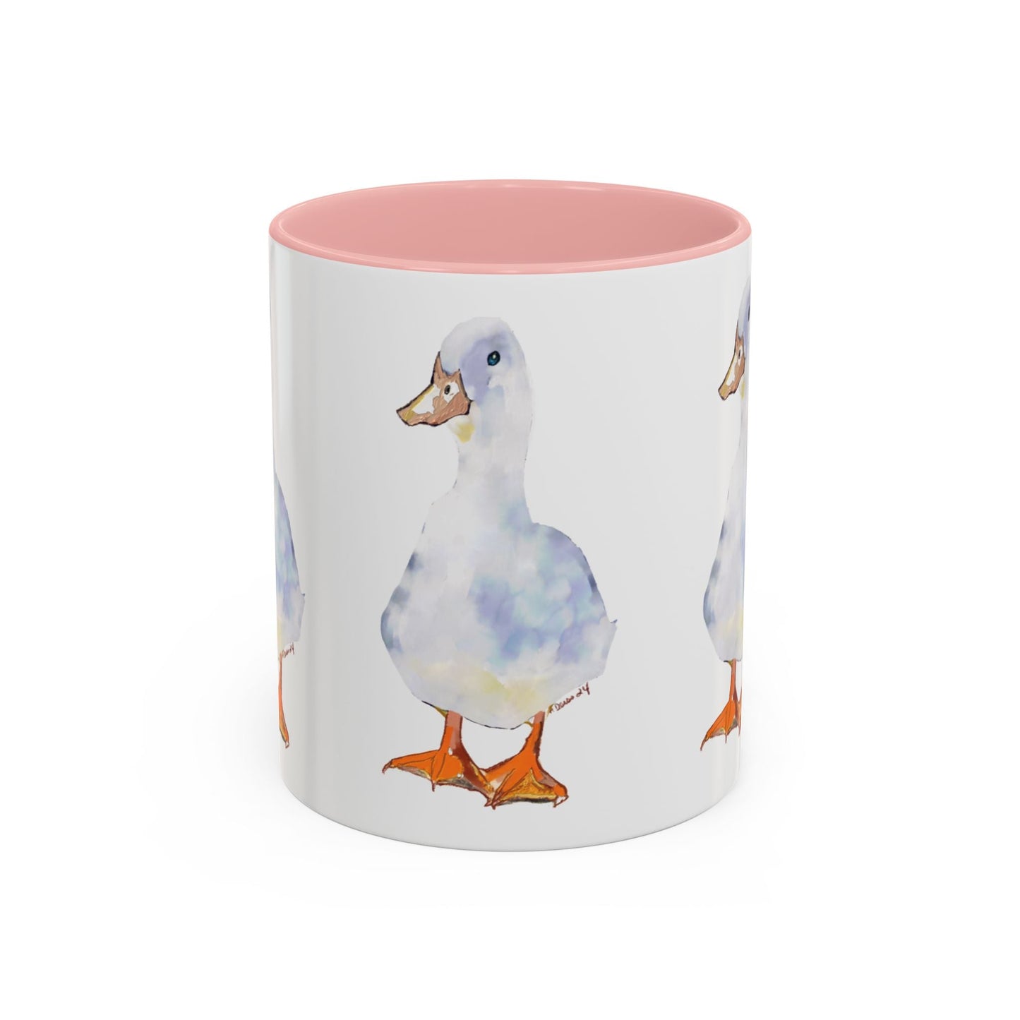 Watercolor Duck Two Tone Coffee Mug (11oz & 15oz) - Blue Cava