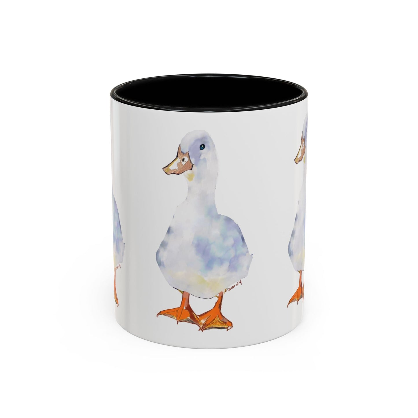 Watercolor Duck Two Tone Coffee Mug (11oz & 15oz) - Blue Cava