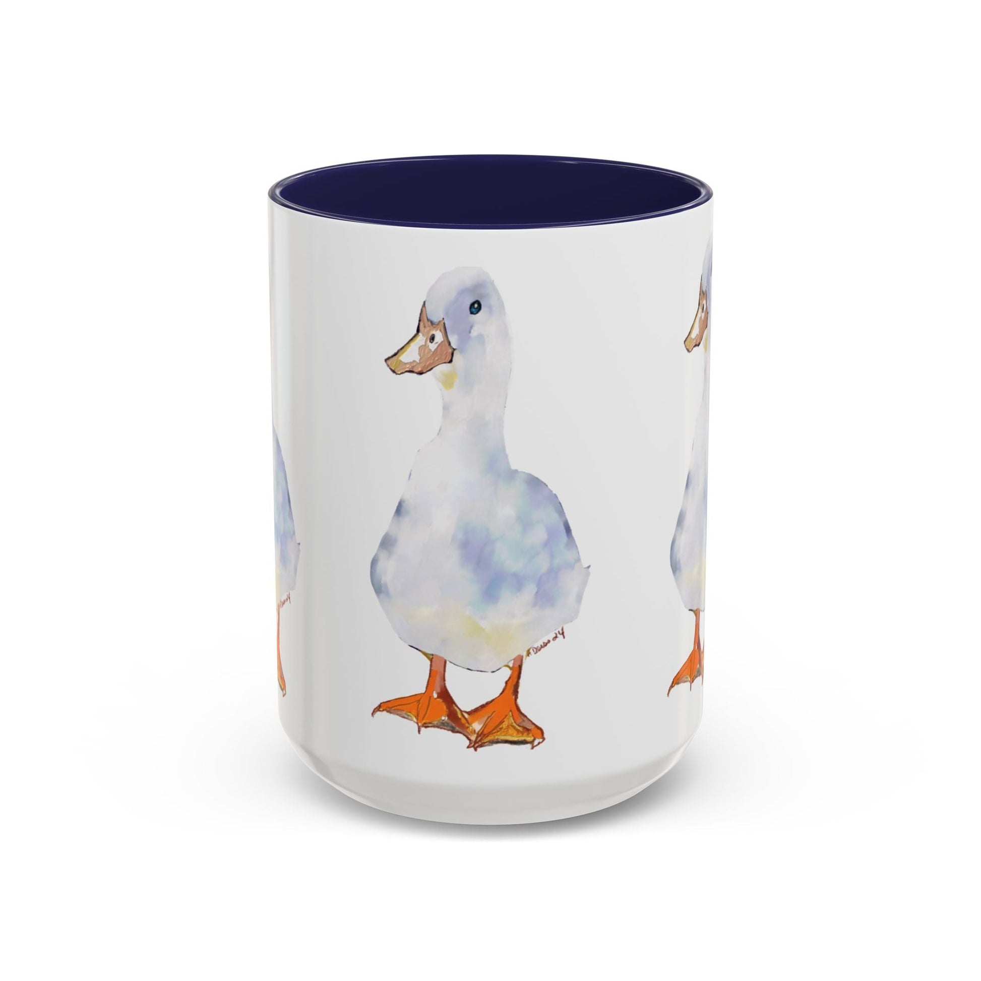 Watercolor Duck Two Tone Coffee Mug (11oz & 15oz) - Blue Cava