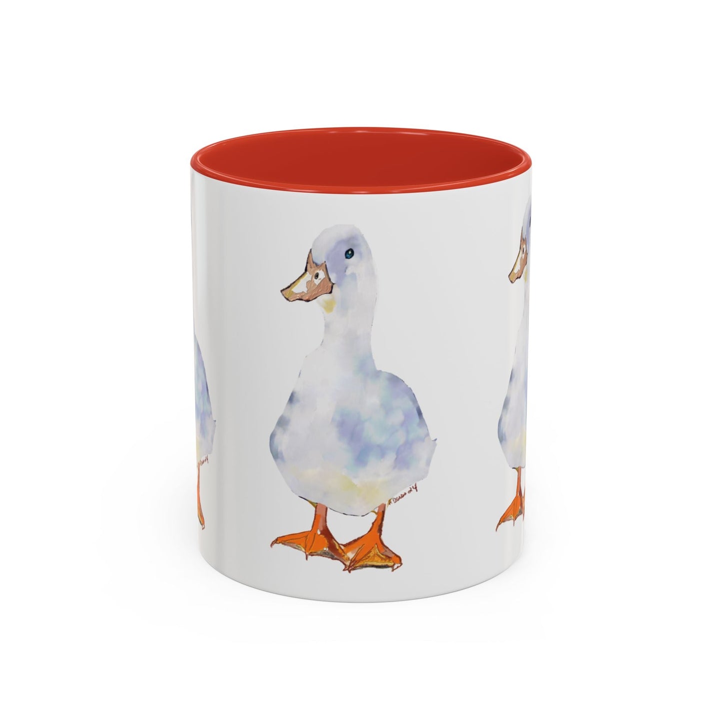 Watercolor Duck Two Tone Coffee Mug (11oz & 15oz) - Blue Cava