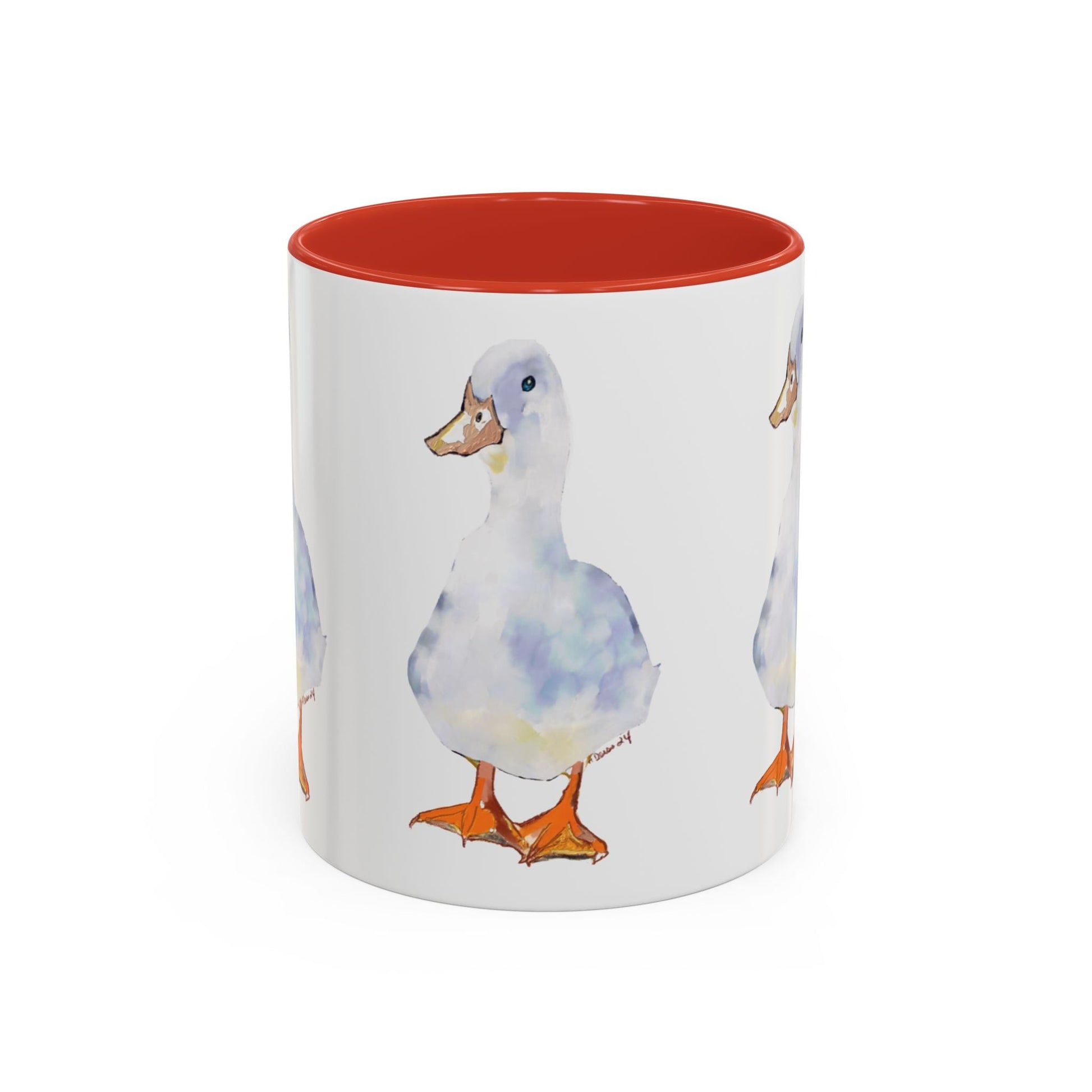 Watercolor Duck Two Tone Coffee Mug (11oz & 15oz) - Blue Cava
