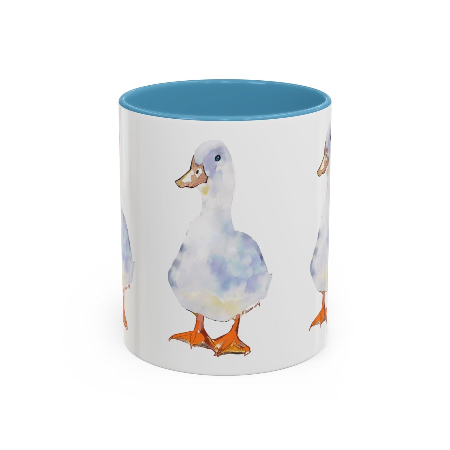 Watercolor Duck Two Tone Coffee Mug (11oz & 15oz) - Blue Cava