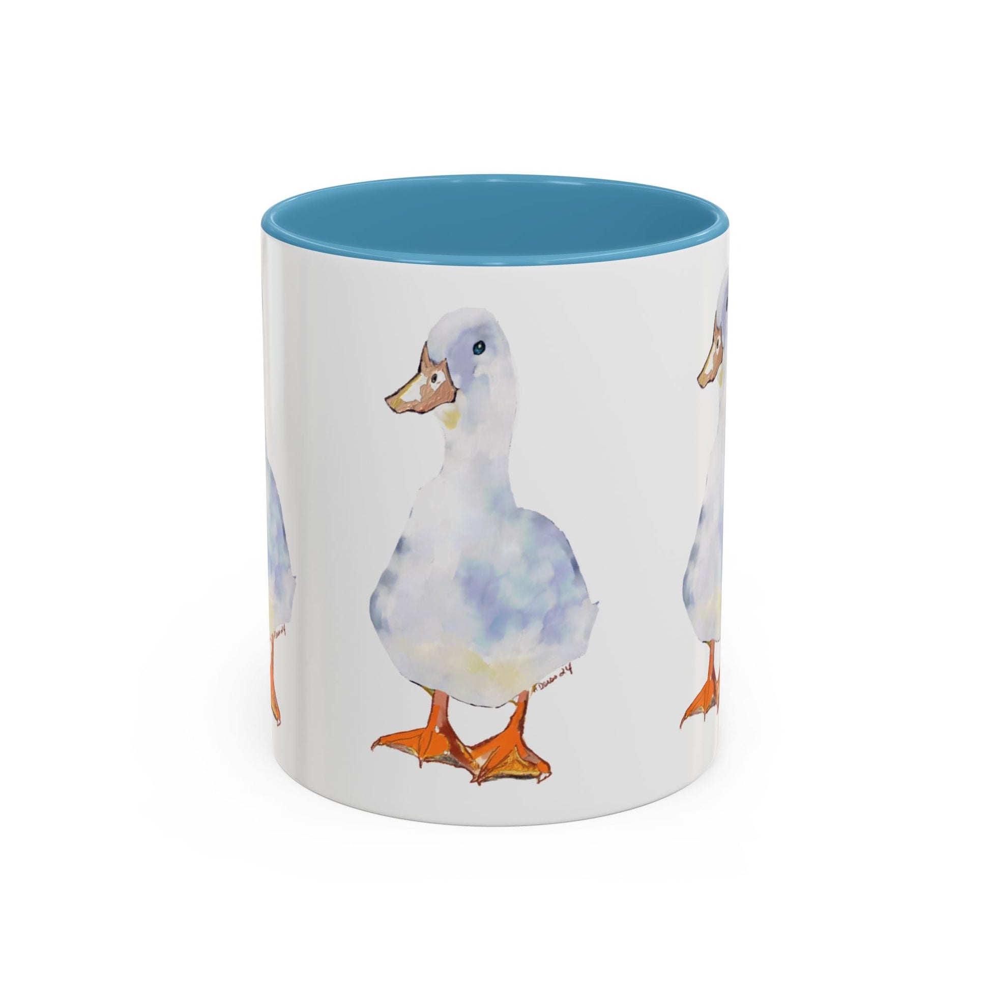 Watercolor Duck Two Tone Coffee Mug (11oz & 15oz) - Blue Cava