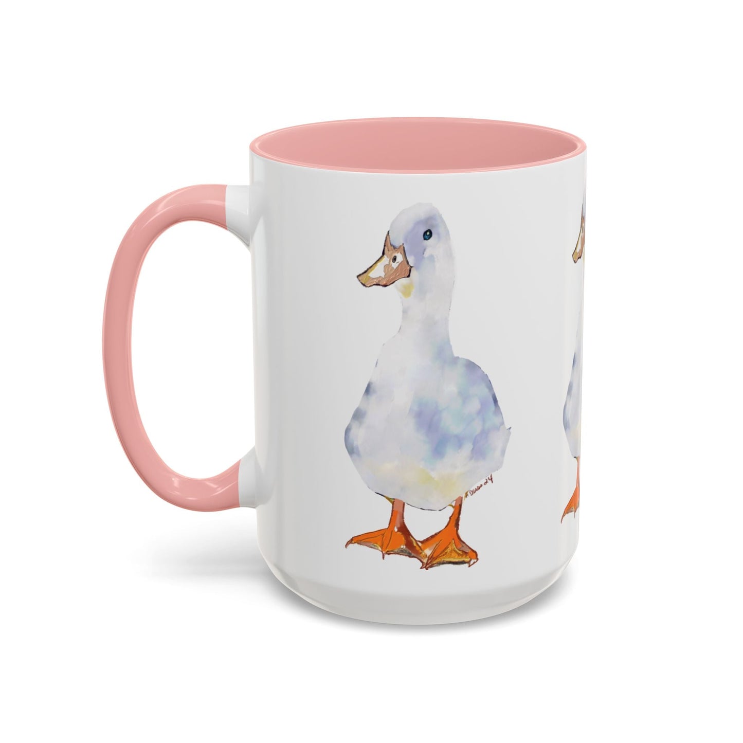 Watercolor Duck Two Tone Coffee Mug (11oz & 15oz) - Blue Cava