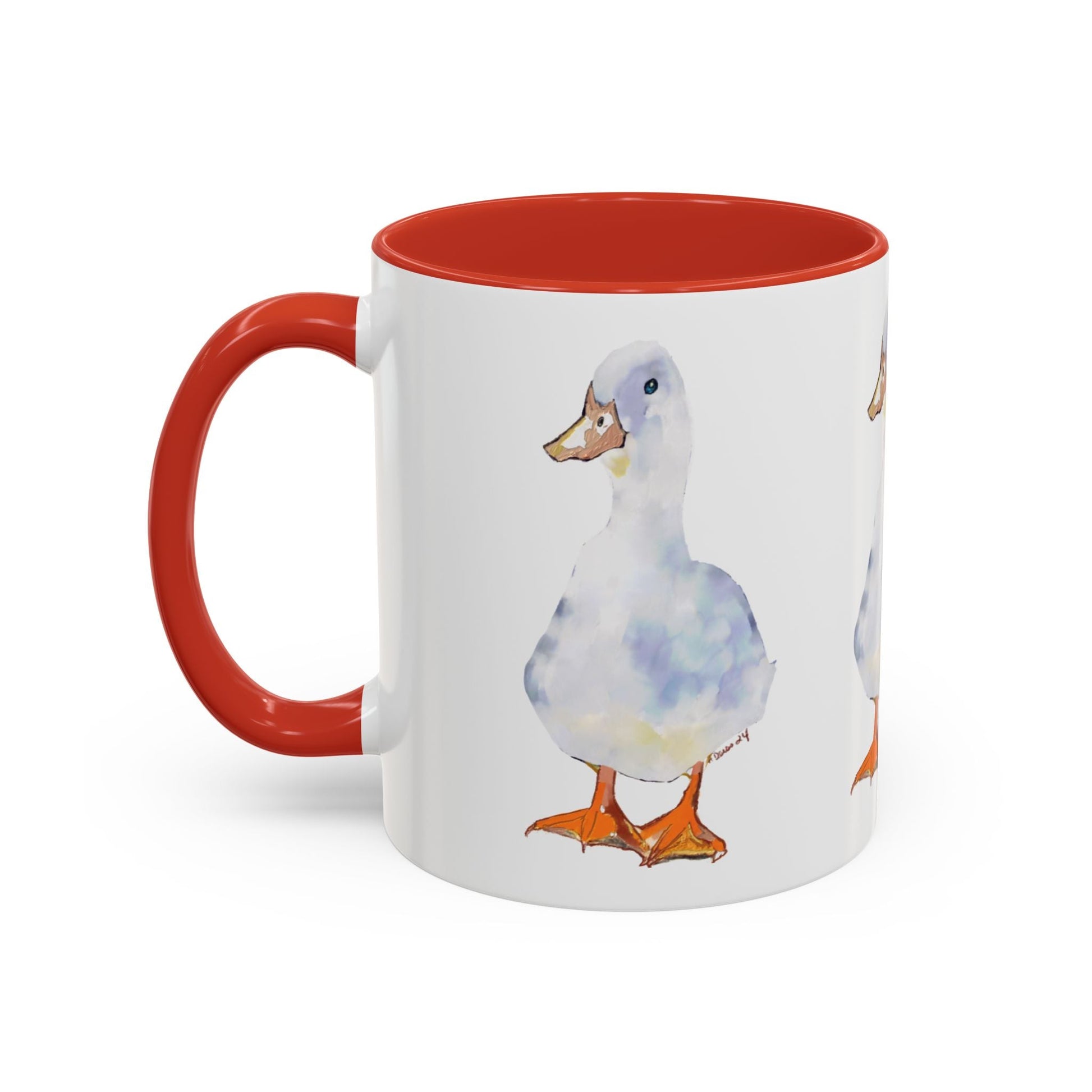 Watercolor Duck Two Tone Coffee Mug (11oz & 15oz) - Blue Cava