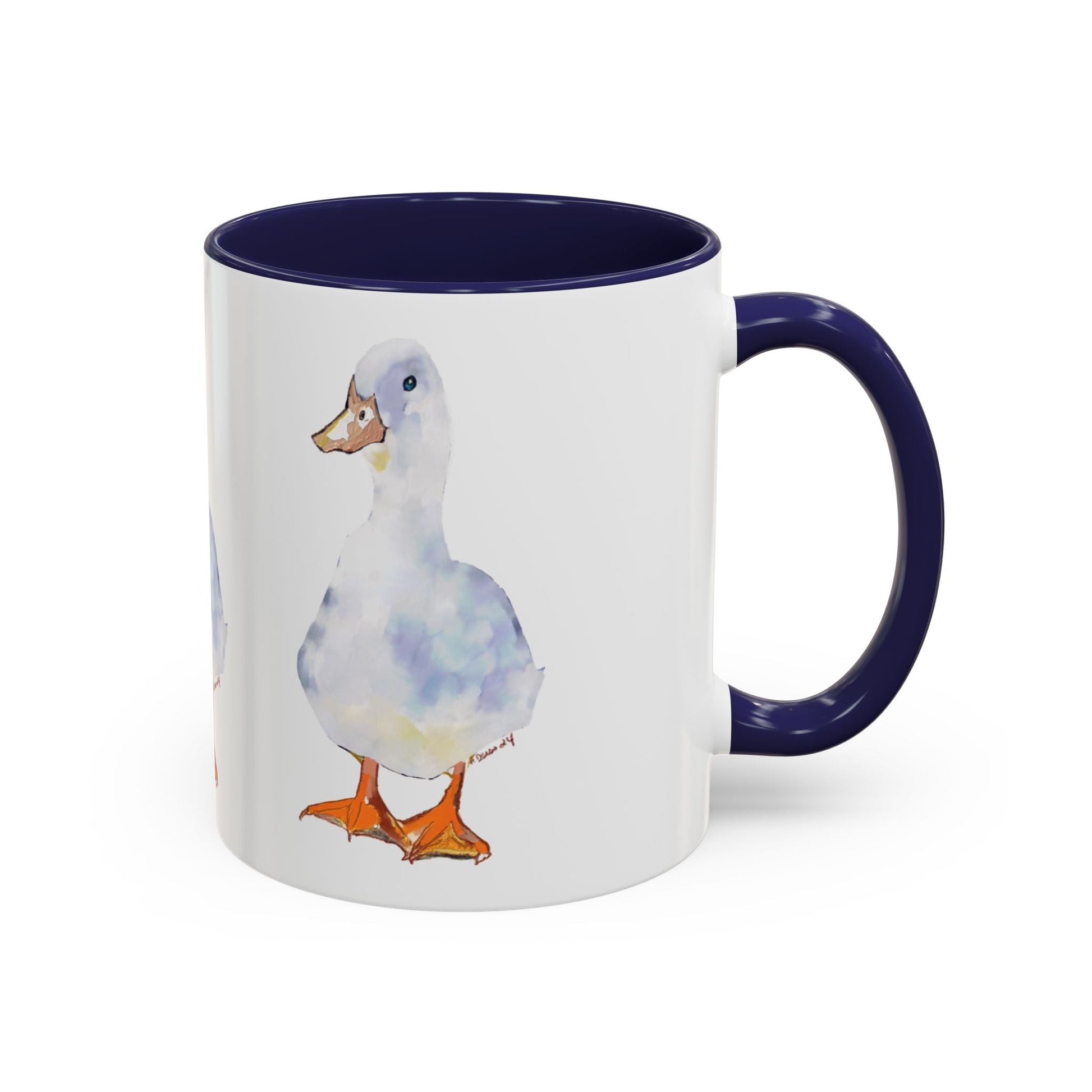 Watercolor Duck Two Tone Coffee Mug (11oz & 15oz) - Blue Cava