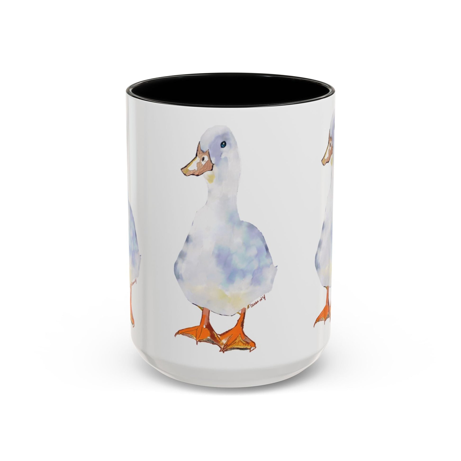 Watercolor Duck Two Tone Coffee Mug (11oz & 15oz) - Blue Cava