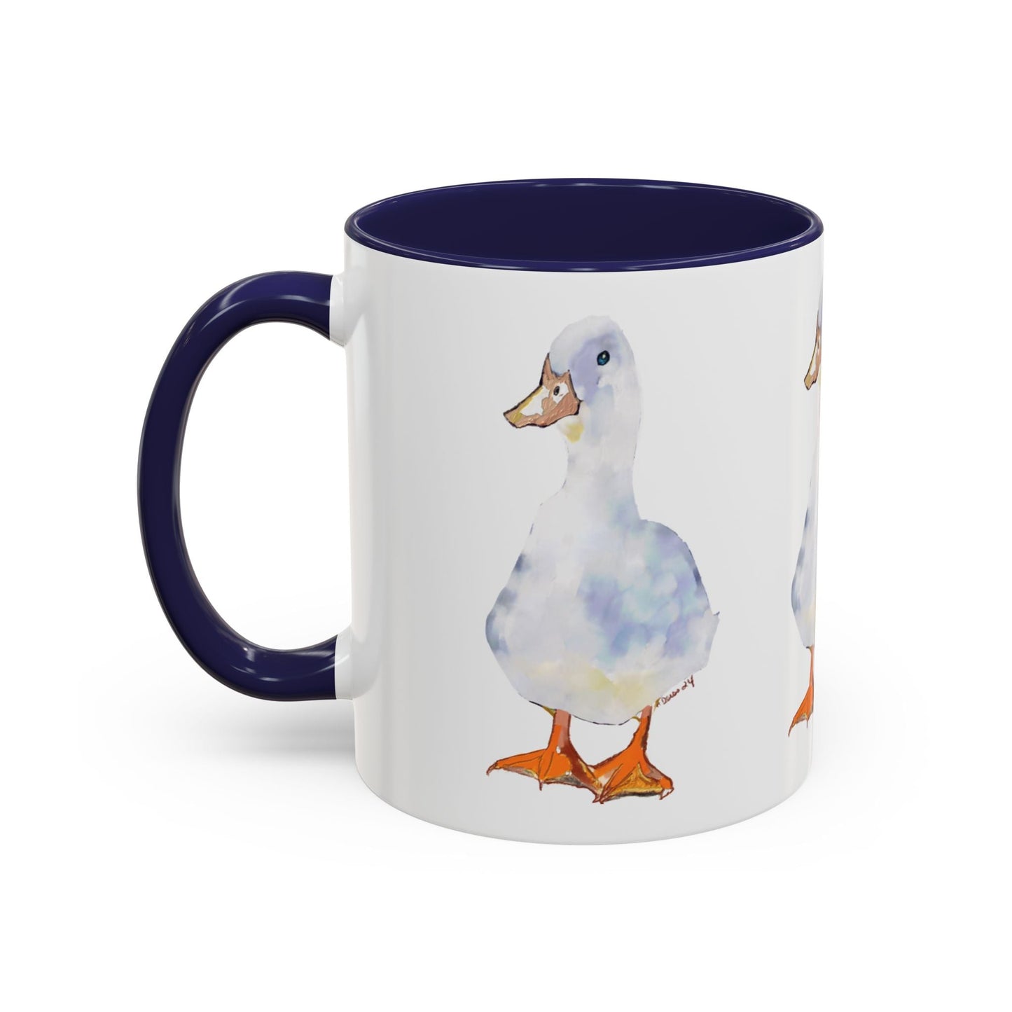 Watercolor Duck Two Tone Coffee Mug (11oz & 15oz) - Blue Cava