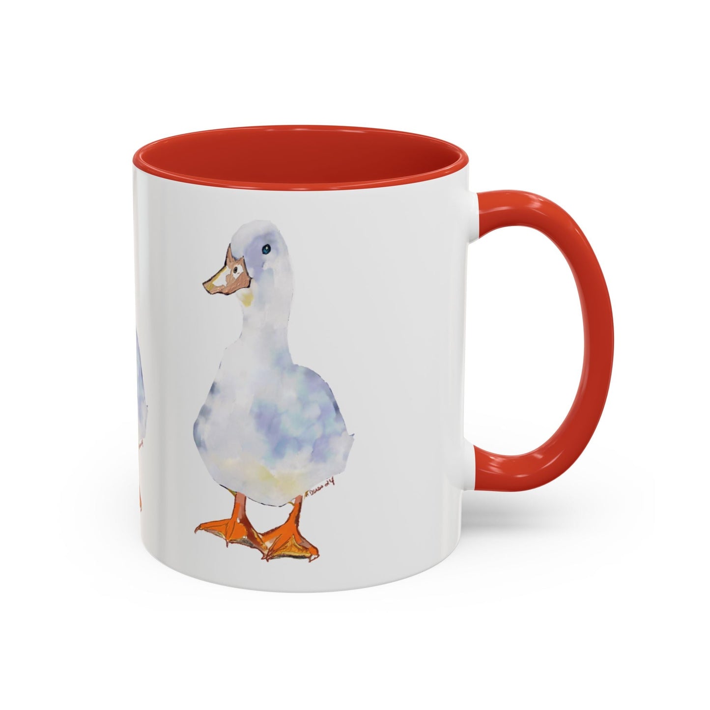 Watercolor Duck Two Tone Coffee Mug (11oz & 15oz) - Blue Cava