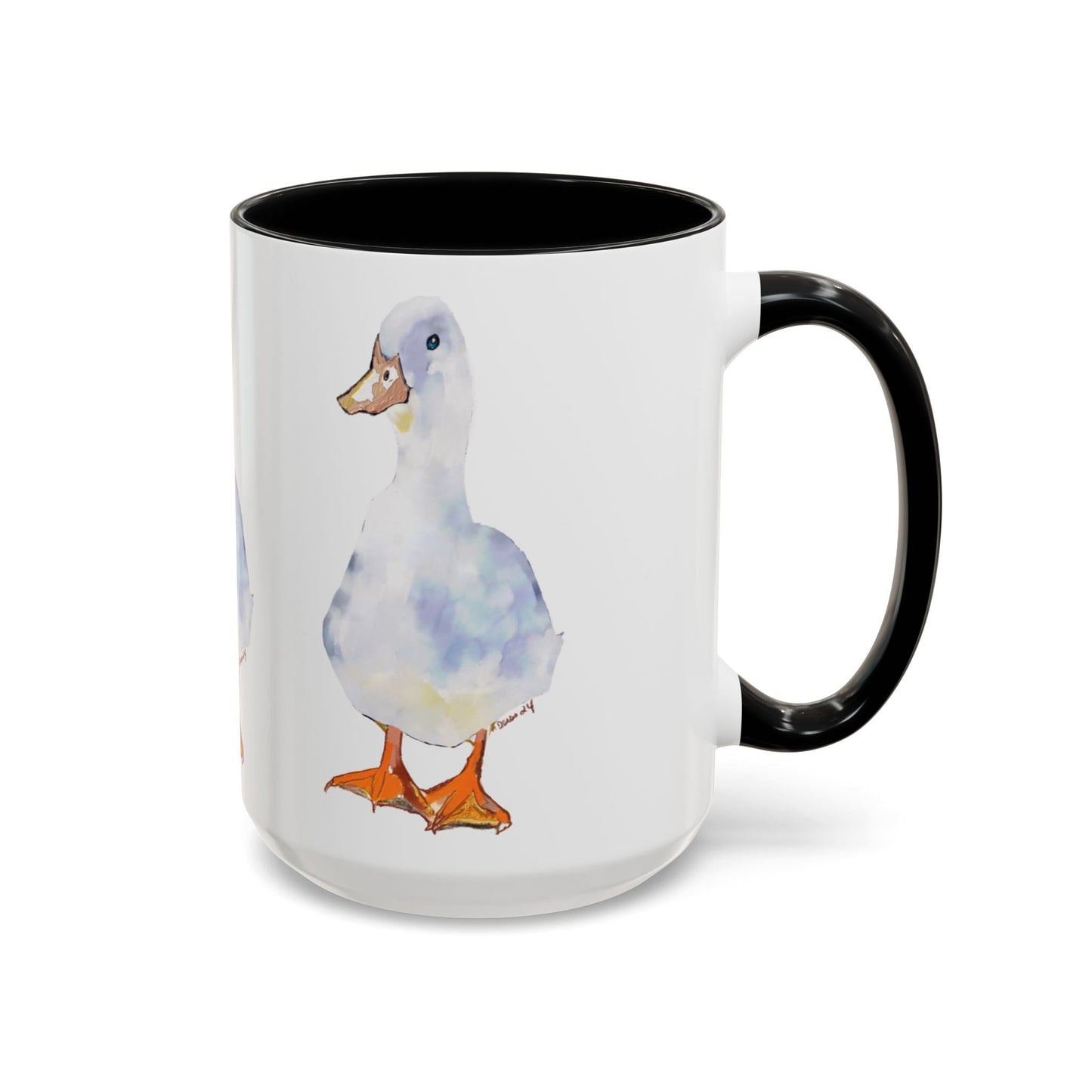 Watercolor Duck Two Tone Coffee Mug (11oz & 15oz) - Blue Cava