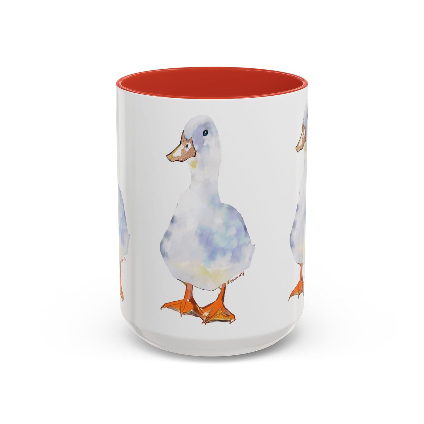 Watercolor Duck Two Tone Coffee Mug (11oz & 15oz) - Blue Cava