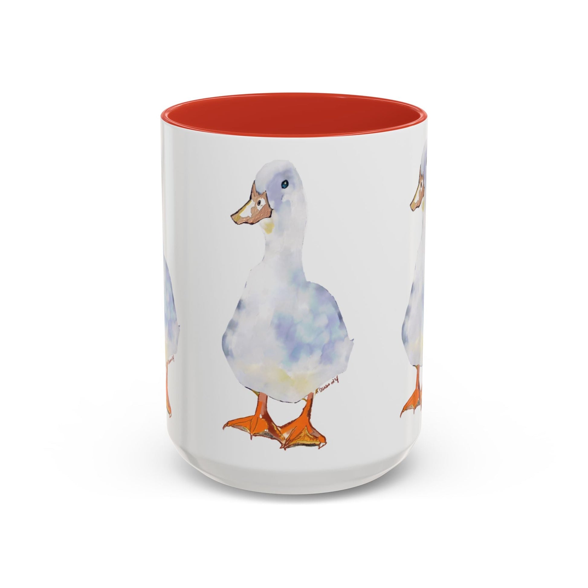 Watercolor Duck Two Tone Coffee Mug (11oz & 15oz) - Blue Cava