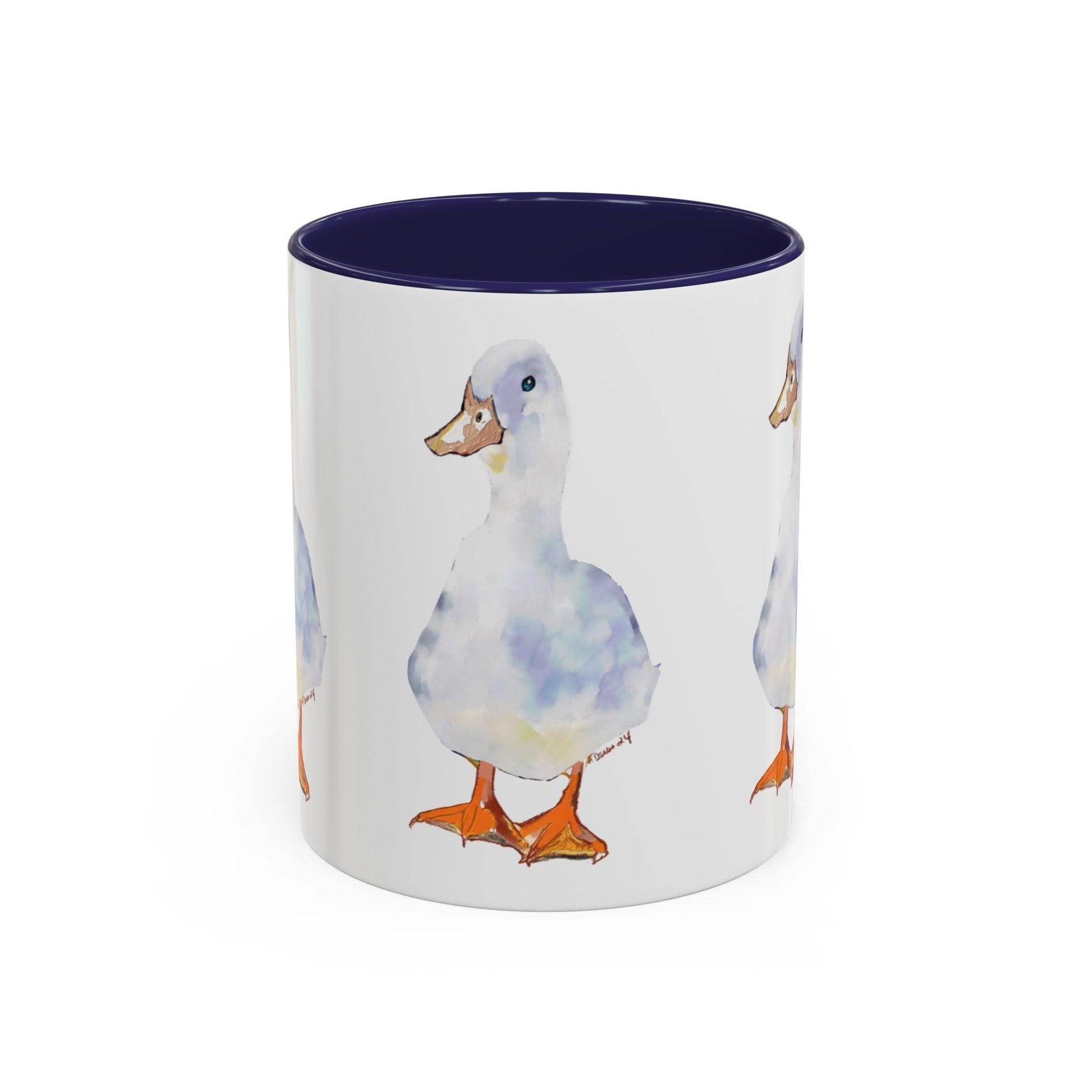 Watercolor Duck Two Tone Coffee Mug (11oz & 15oz) - Blue Cava