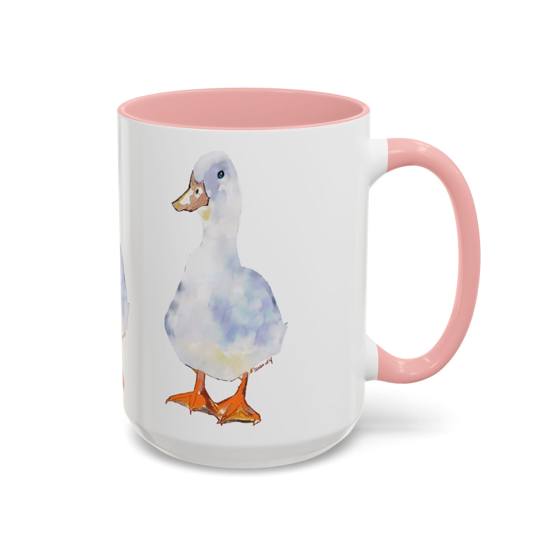 Watercolor Duck Two Tone Coffee Mug (11oz & 15oz) - Blue Cava