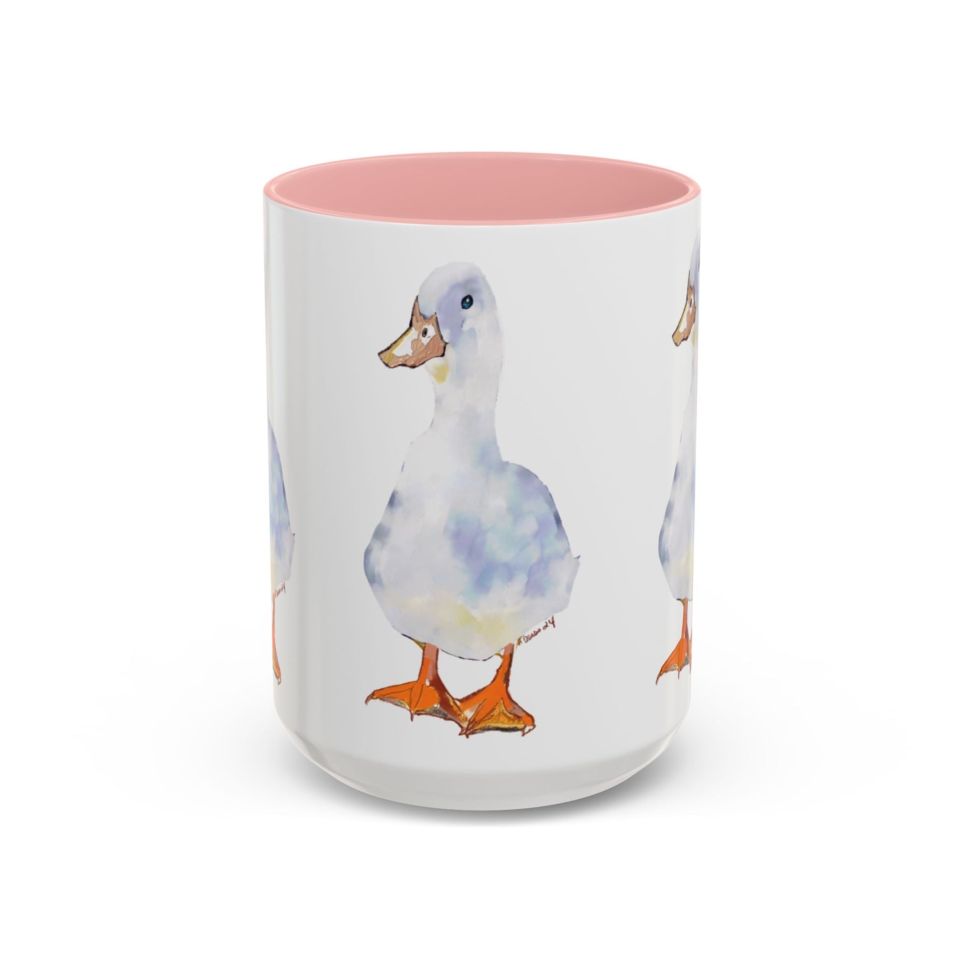 Watercolor Duck Two Tone Coffee Mug (11oz & 15oz) - Blue Cava