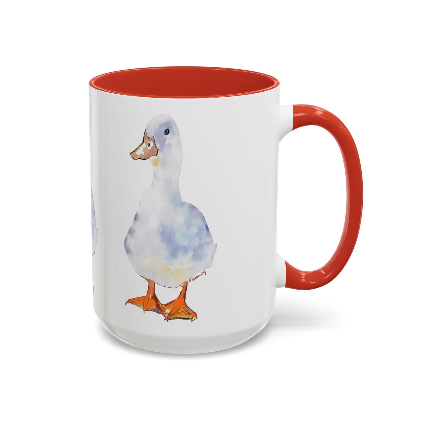 Watercolor Duck Two Tone Coffee Mug (11oz & 15oz) - Blue Cava