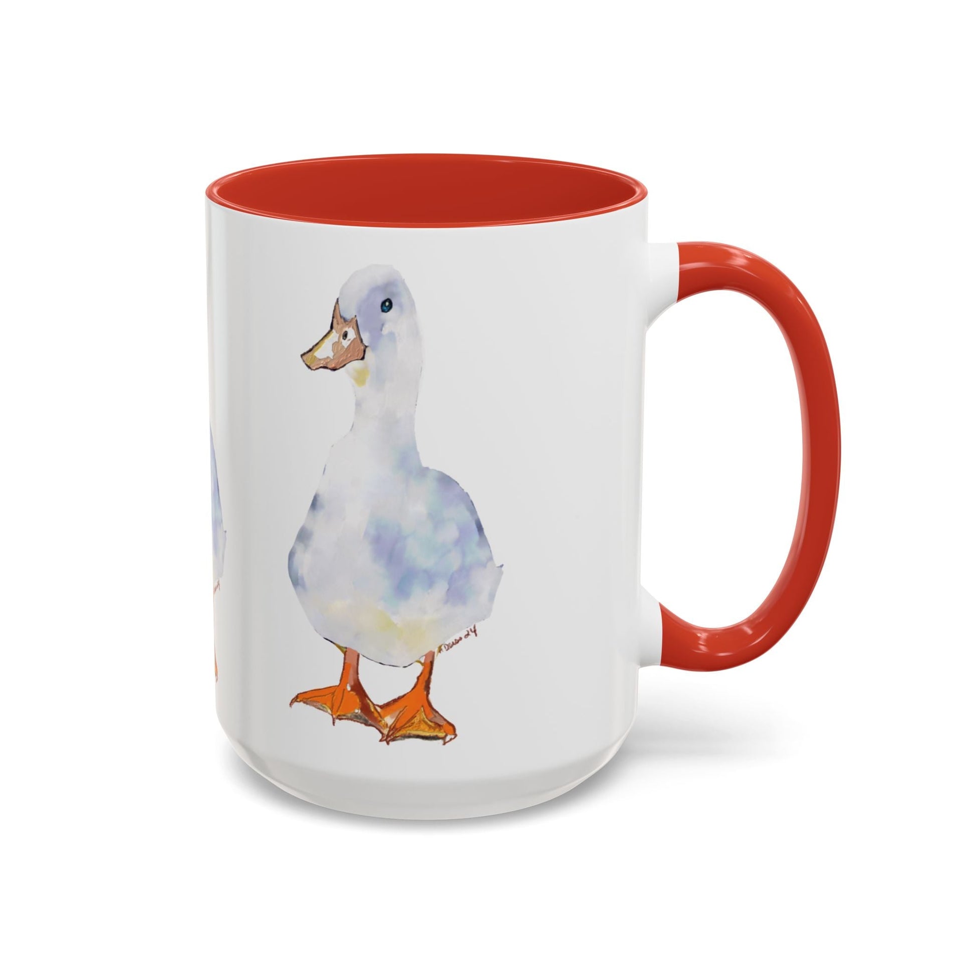 Watercolor Duck Two Tone Coffee Mug (11oz & 15oz) - Blue Cava