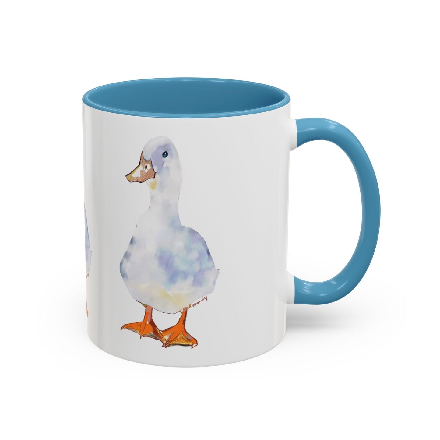 Watercolor Duck Two Tone Coffee Mug (11oz & 15oz) - Blue Cava