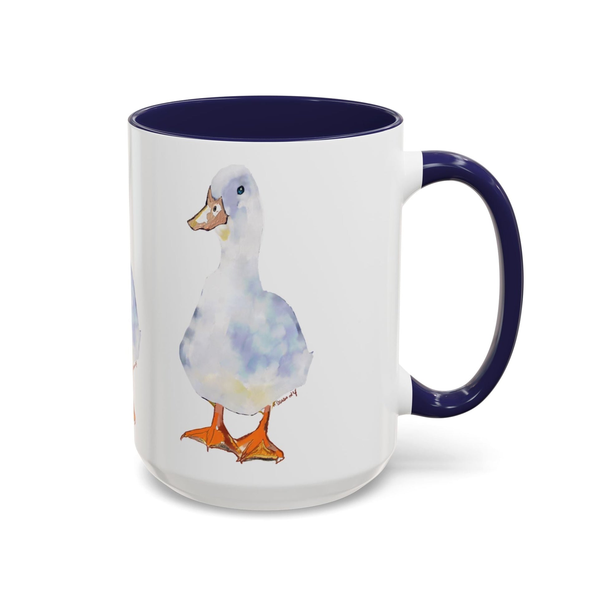 Watercolor Duck Two Tone Coffee Mug (11oz & 15oz) - Blue Cava