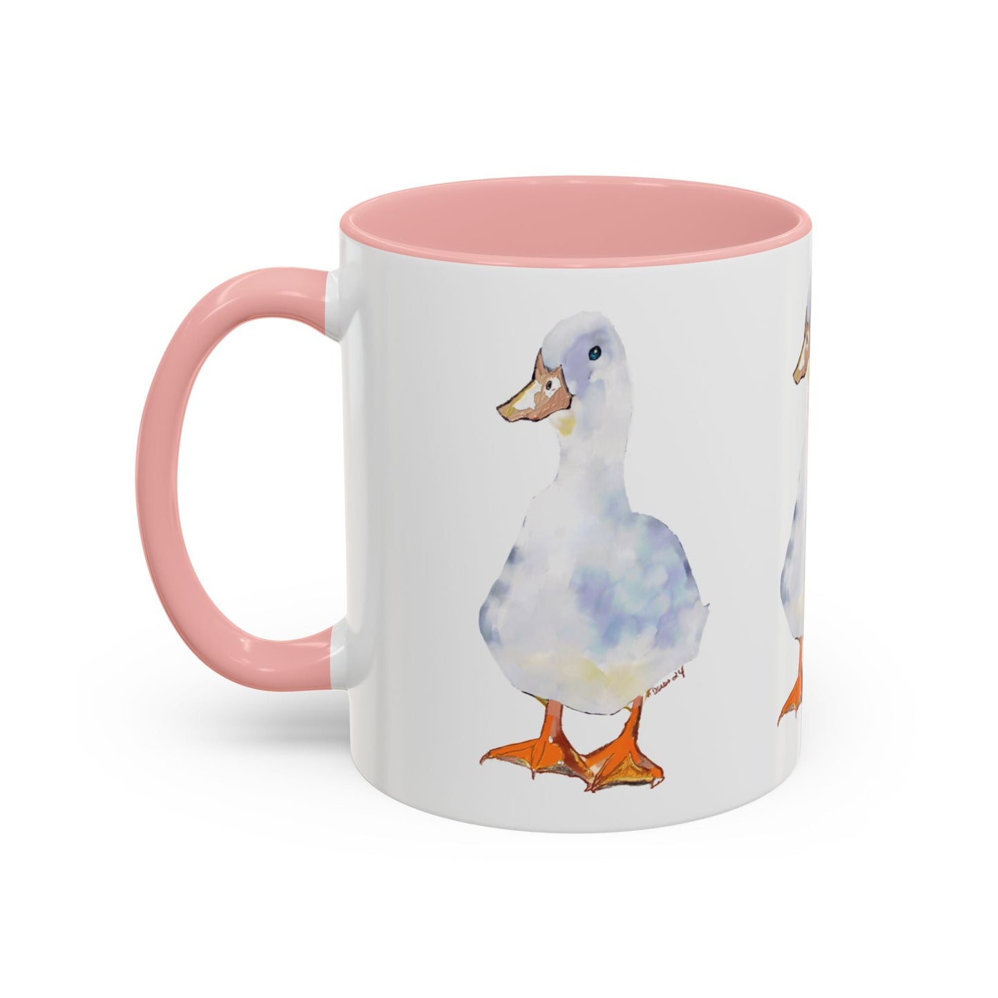 Watercolor Duck Two Tone Coffee Mug (11oz & 15oz) - Blue Cava