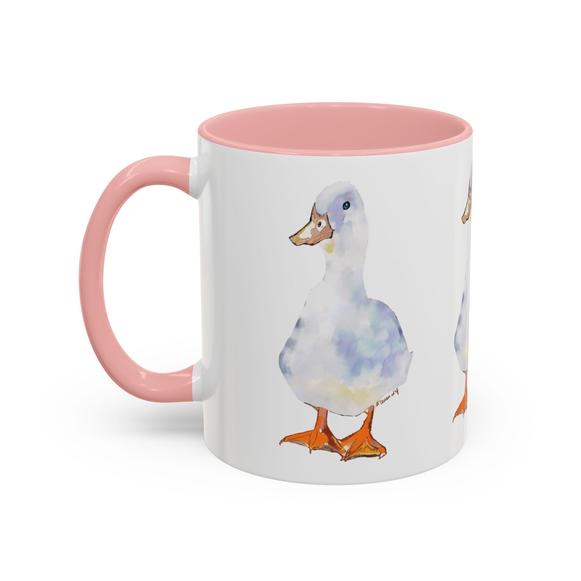 Watercolor Duck Two Tone Coffee Mug (11oz & 15oz) - Blue Cava