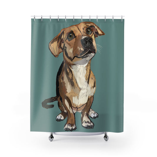 Whimsical Dog Portrait Shower Curtain - Perfect for Pet Lovers! - Blue Cava