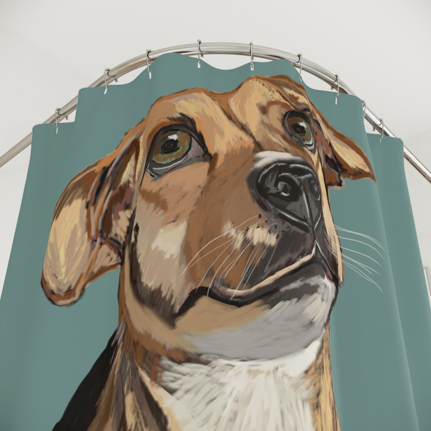 Whimsical Dog Portrait Shower Curtain - Perfect for Pet Lovers! - Blue Cava