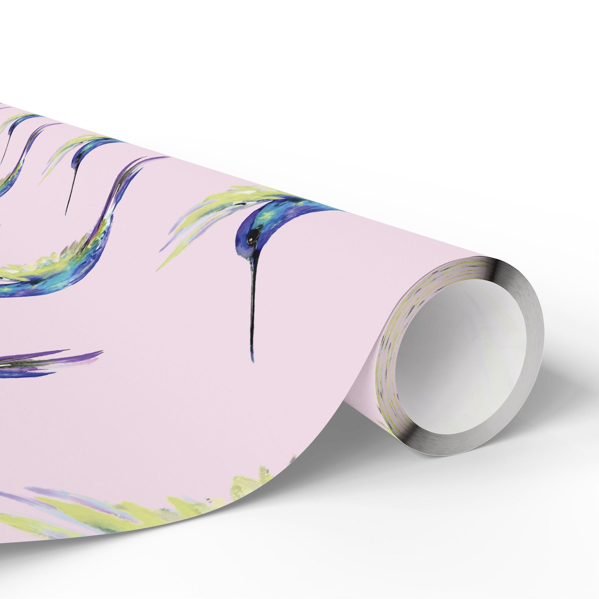 Whimsical Hummingbird Wrapping Paper | Eco - Friendly Wrap - Blue Cava